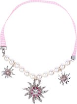 Widmann - Boeren Tirol & Oktoberfest Kostuum - Duitse Oktoberfest Edelweiss Parel Ketting - Roze - Bierfeest - Verkleedkleding