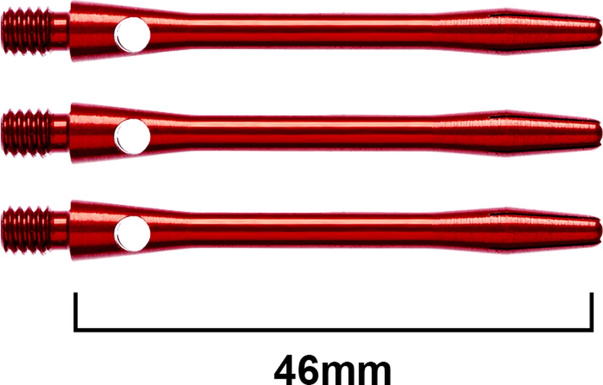 RED DRAGON - Anodised Aluminum Medium rood Dartschahten - 4 sets per pakket (12 stengels in totaal)