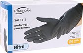 Hygonorm zwarte wegwerp handschoenen nitril maat S - 200 stuks - poedervrij  - latex vrij