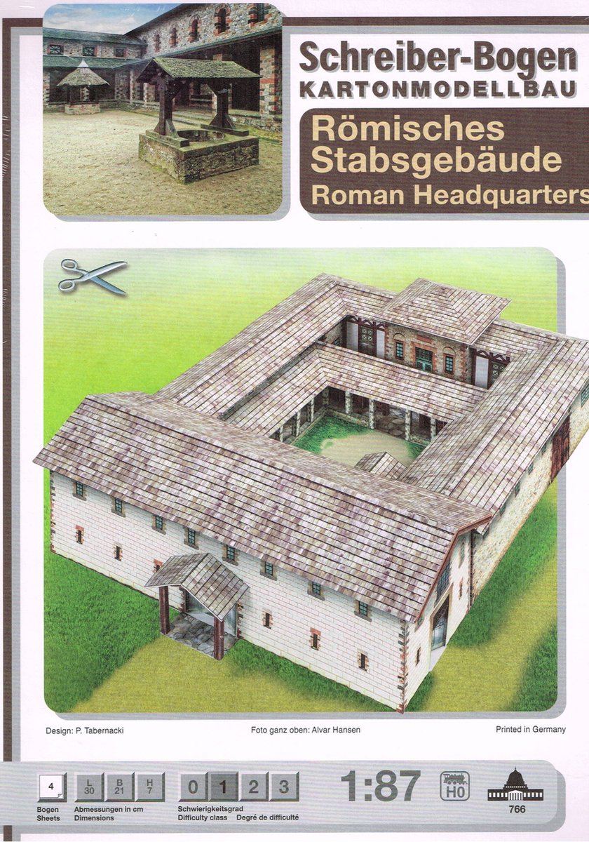 bouwplaat : Romeins Hoofdkwartier, schaal 1:87, HO
