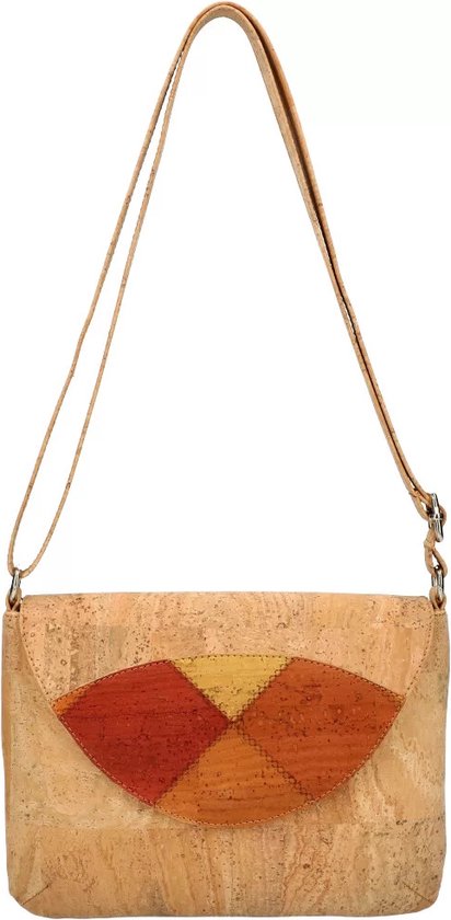 VIQRI – Crossbody tas kurk – Schoudertas – Naturel - Beige – H 18cm x L 25cm x B 5 cm- Duurzaam – Vegan – Peta Approved – Dames – Praktisch - Rits - Festival - Kleur