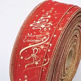 Winkrs | Rood Kerst Lint "Merry Christmas" | Touw, decoratie, cadeaulint, koord | 6,3x200cm