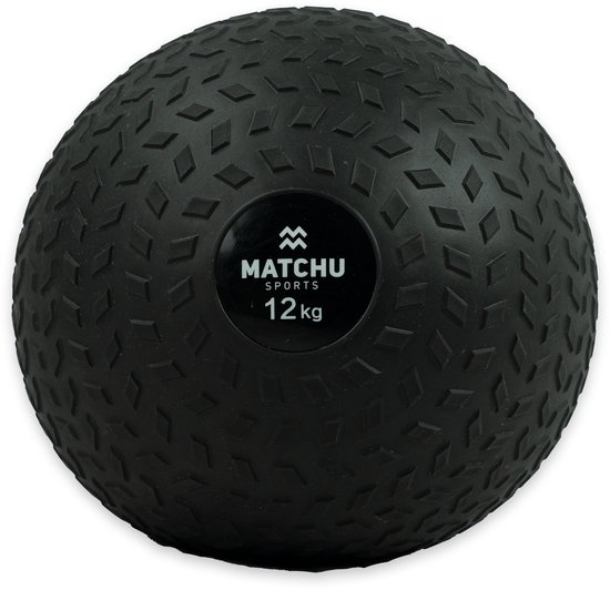 Matchu Sports - Slam ball - 12 kg - Caoutchouc robuste - Zwart