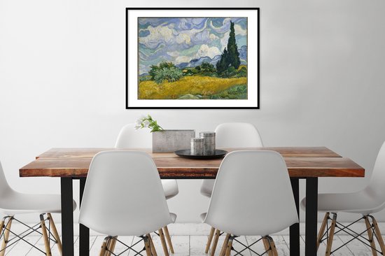 Affiche avec cadre Champ de blé avec cyprès - Vincent van Gogh - 80x60 cm