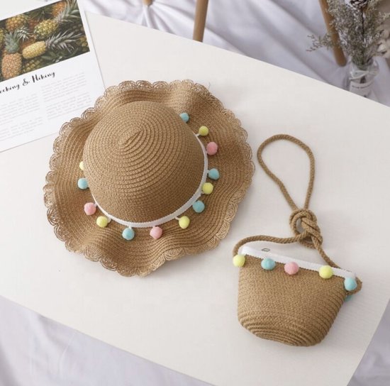 Babycure Bonnet d'été marron + sac pour enfant | Respirant, rafraîchissant et réglable  | chapeau d'été | sac d'été | ensemble pour enfants !