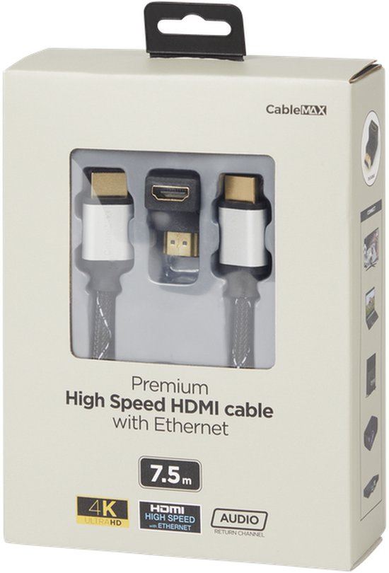 Câble HDMI avec adaptateur CableMax 7,5M - Exacash