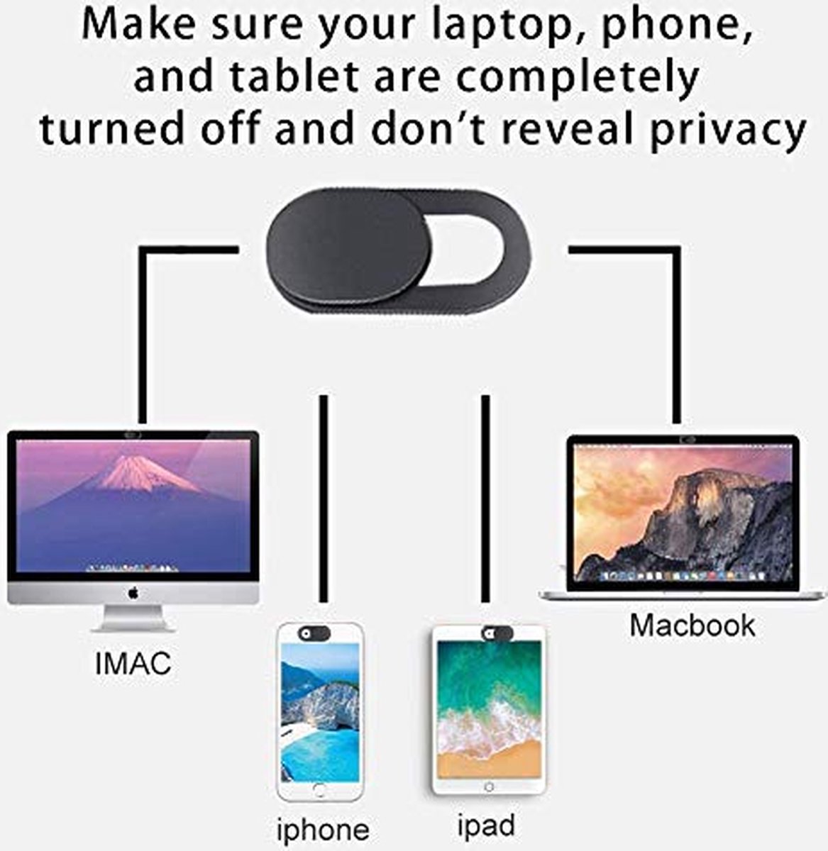 Webcam schuifje - Privacy slider - Suitable for iMac, Laptop and Tablet - Black - 3 pieces