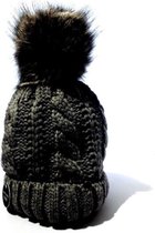 No Label - muts dames winter - muts dames pompon - muts dames winter pompon - muts dames donker zwart