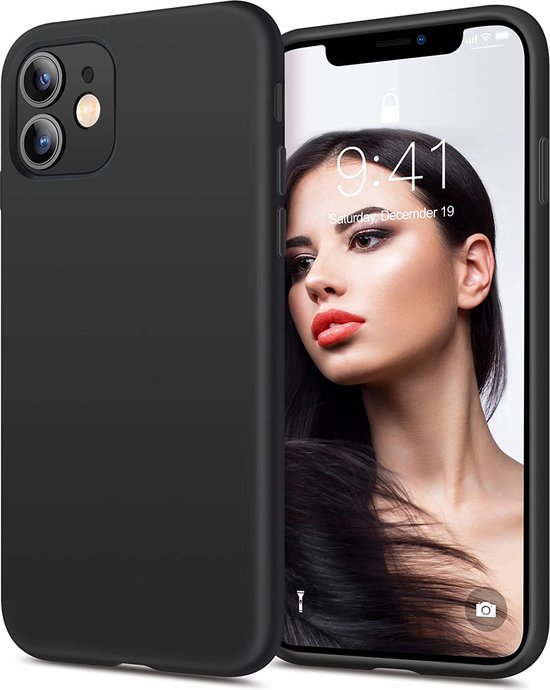 Coque en silicone souple TPU Zwart + 1 protection d'écran en Glas - iPhone 12 Pro Max