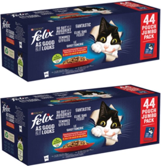 2x Felix - Elke Dag Feest Countryside Selectie Multipack - Kattenvoer - 44x85g