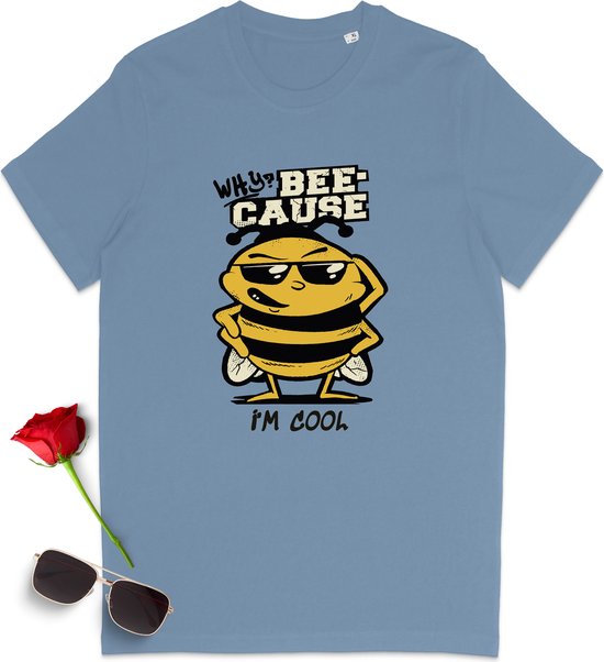 Heren T Shirt 'Bee' Cool - Blauw -  Maat XS