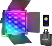 Neewer® - 530 RGB LED Verlichting met app Bediening - 528 SMD LED's CRI95 3200K-5600K Helderheid 0-100% instelbare kleuren - 11 Scènes met LCD-scherm - U-Houder Barndoor Metalen Behuizing