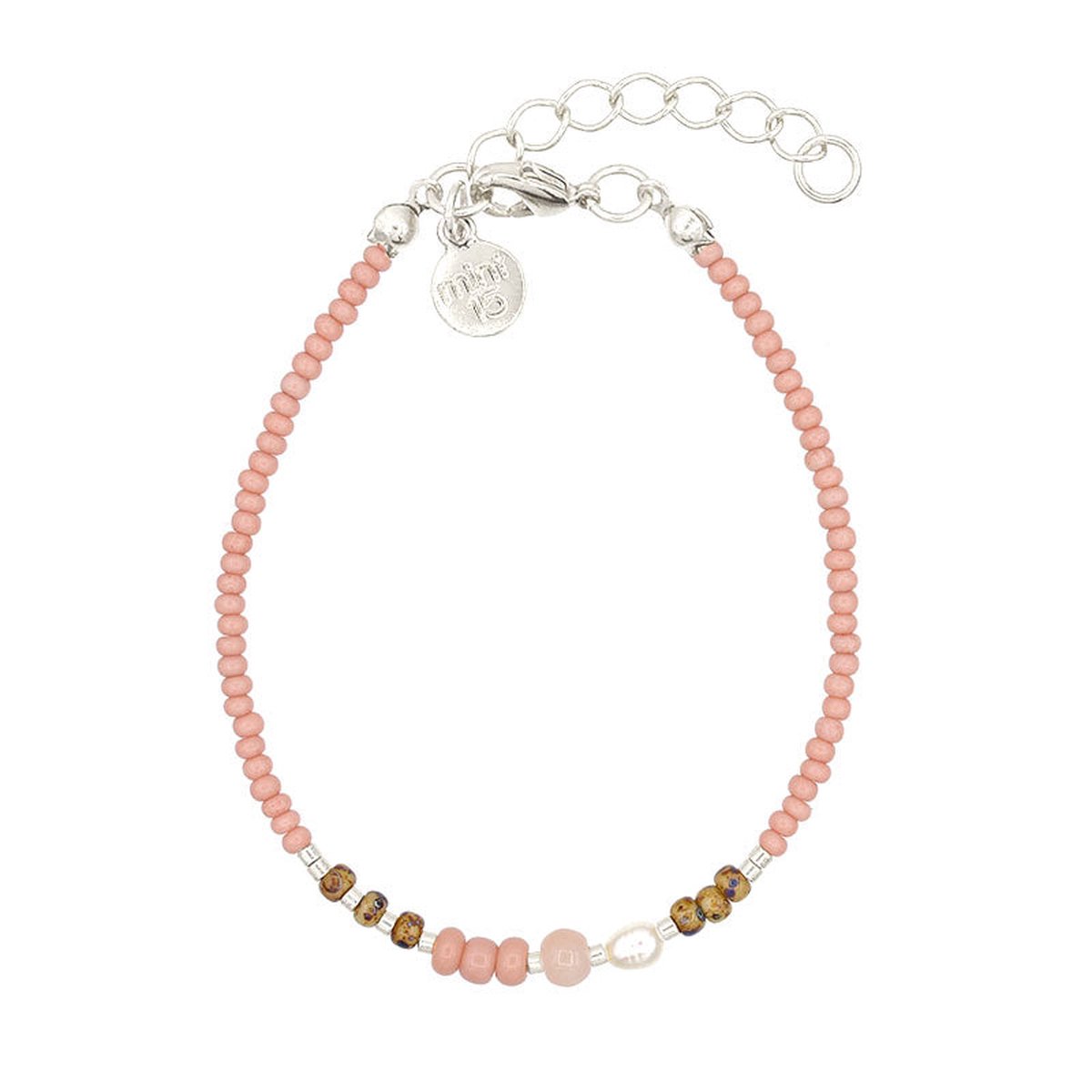 Mint15 Armband 'Mix Bracelet - Natural Pink' - Zilver