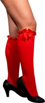 4 Paar - Stay-up Kousen met strikje - Rood - Kniekousen - Carnaval