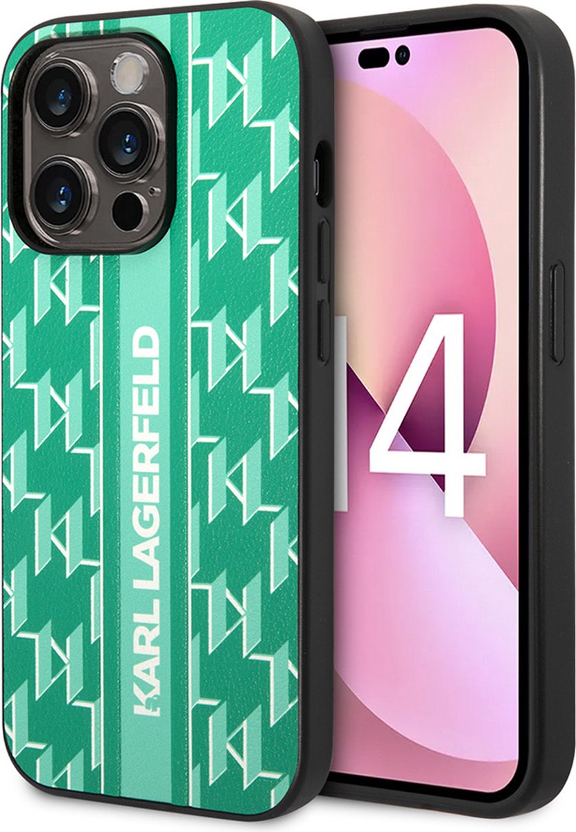 iPhone 14 Pro Backcase hoesje - Karl Lagerfeld - Effen Groen - TPU (Zacht)
