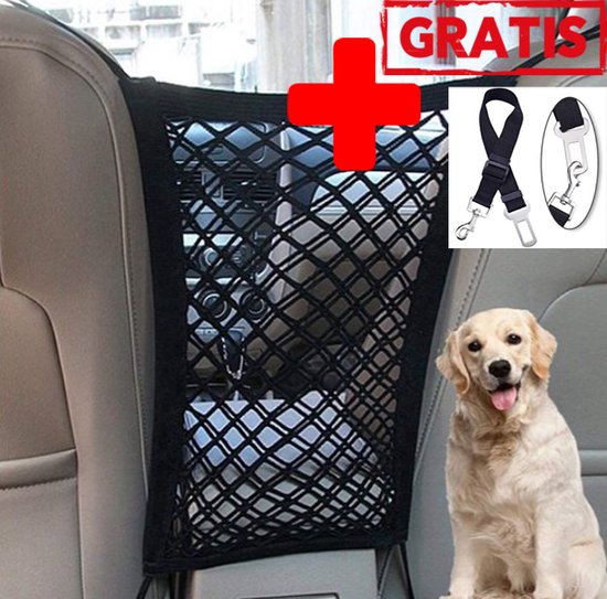 Hondennet Voor In De Auto - Veiligheidsnet Hond - Hondenrek - Veiligheidsrek - Met Gordelriem