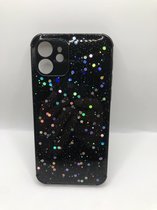 Glitter Anti Shock Hoesje met Camera Bescherming - Geschikt voor iPhone 12 - Zwart