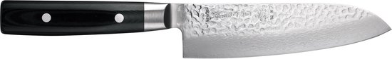 Yaxell Japonais - Série Zen - Couteau de Chef Santoku - Acier VG-10 - 61 HRC - Lame 16,5 cm - Acier Damas 37 Couches - Manche Toile-Micarta