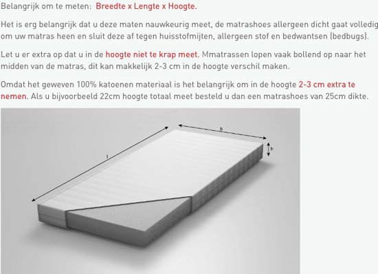 Q-Allergie Matrashoes - Anti-huisstofmijt - Anti-Allergie - 160x200x25 cm