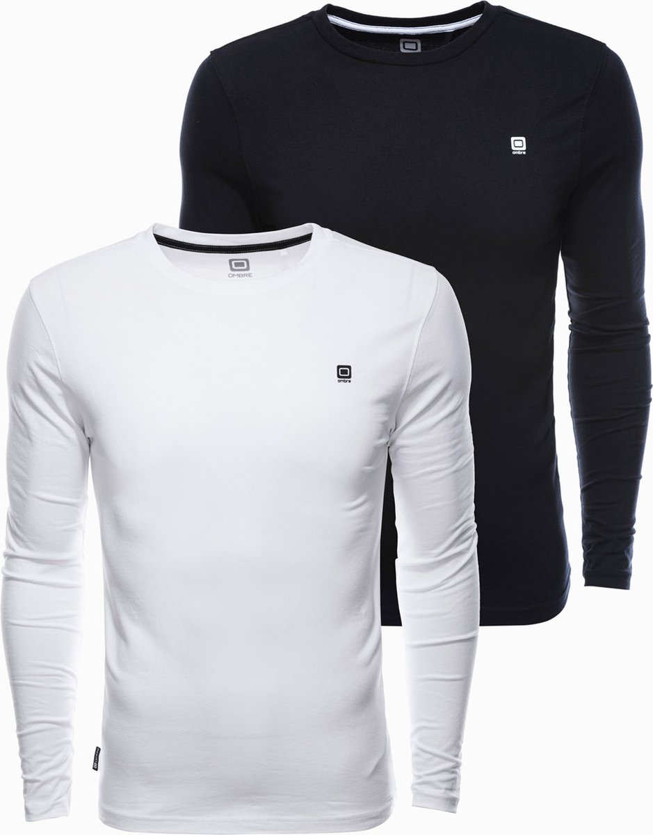 Heren effen longsleeve - mix 2-pack V4 Z40