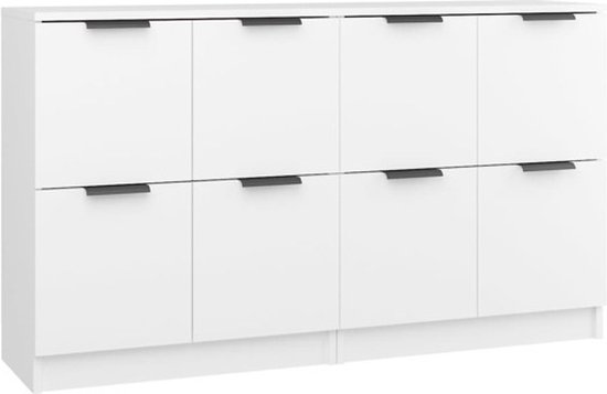 vidaXL Commodes 2 pcs 60 x 30 x 70 cm Bois traité Blanc