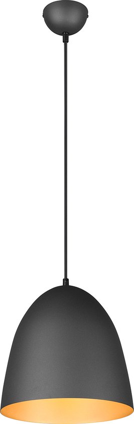 LED Hanglamp - Hangverlichting - Torna Lopez - E27 Fitting - 1-lichts - Rond - Mat Zwart/Goud - Aluminium