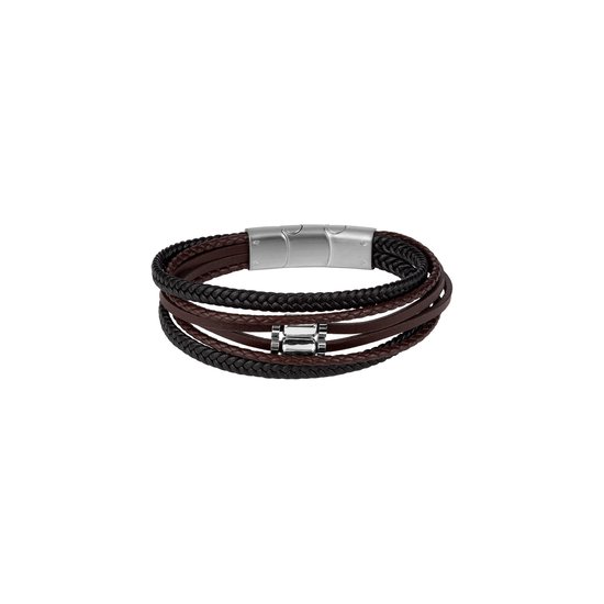 Jacques Lemans heren armband leer, roestvrij staal One Size 88563174
