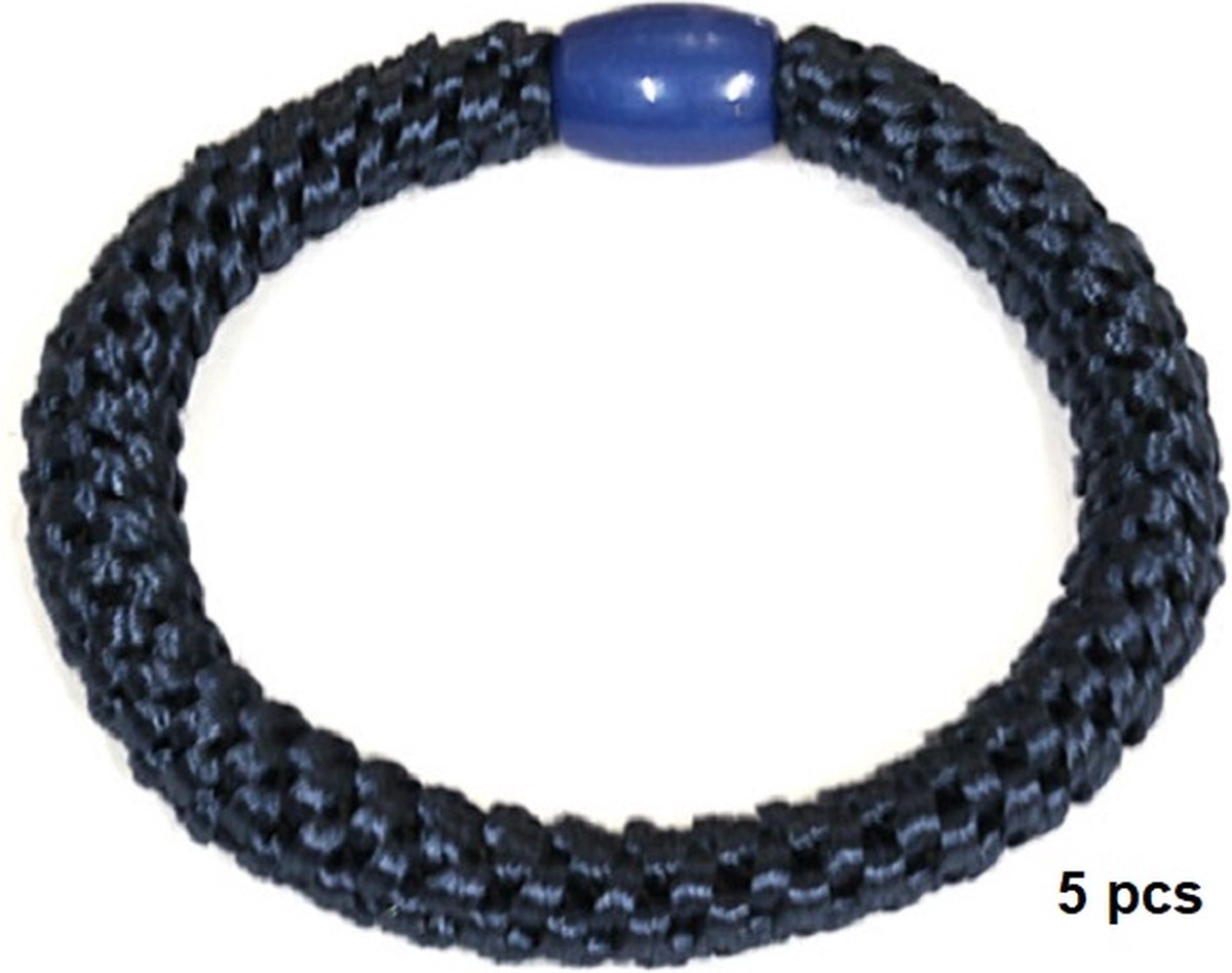 Haarelastiekjes - Armbanden - Set 5 Stuks - Elastisch - Donker Blauw
