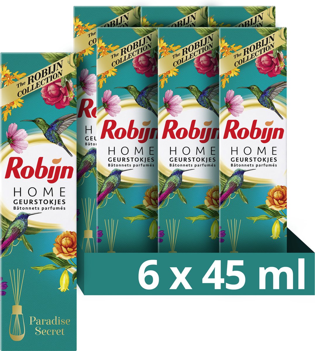 Robijn Home Paradise Secret Geurstokjes - 6 x 45 ml - Voordeelverpakking