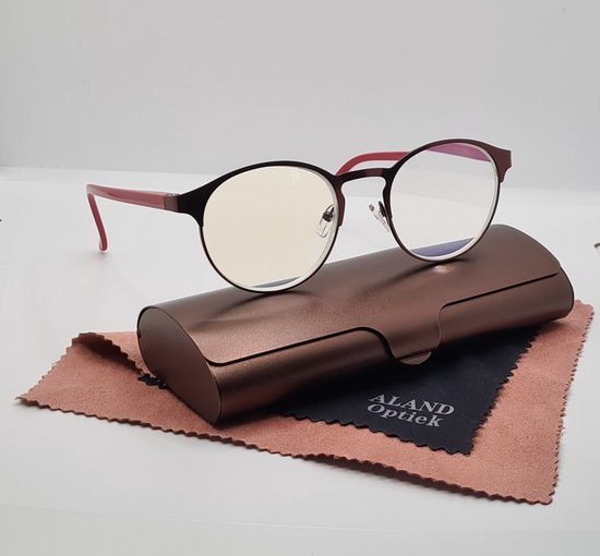 Ronde bordeauxrode leesbril +2,5 met brillenkoker en microvezeldoekje -  unisex... | bol.com