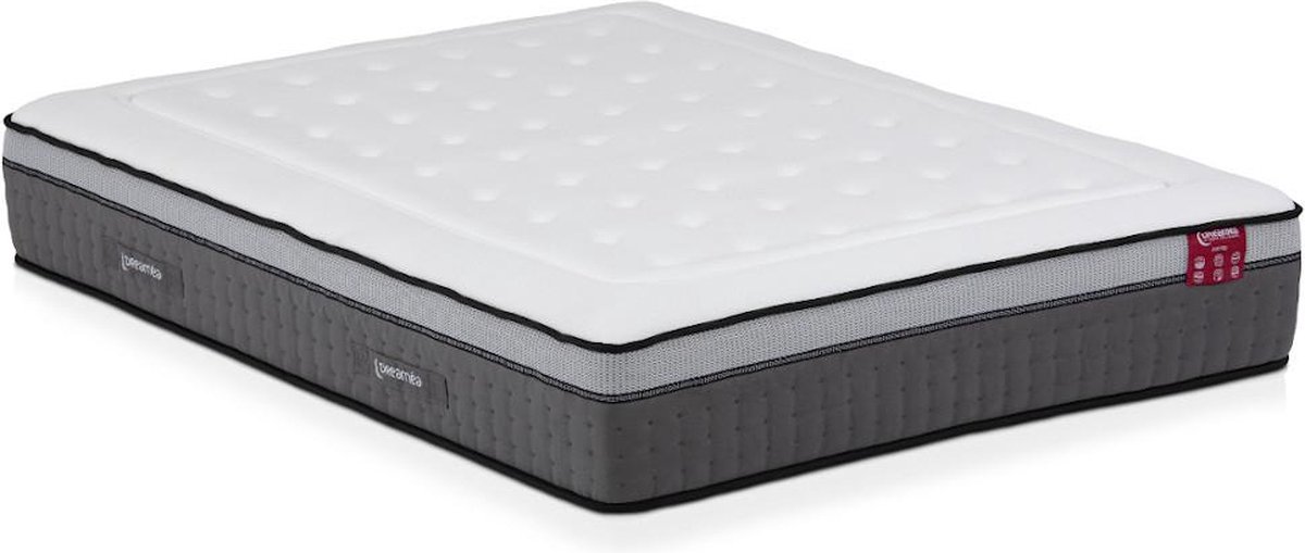 Vente-unique Matras 160x 200cm hybride 7-zones pocketveren en vormgeheugen dikte 30cm - ASGARD van DREAMEA L 200 cm x H 30 cm x D 160 cm Wit