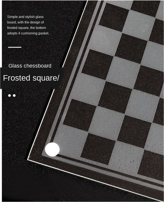 Thumbnail van een extra afbeelding van het spel Schaakbord 35x35cm - Schaakbord Glas - Luxe Schaakbord - Schaakspel - XL formaat