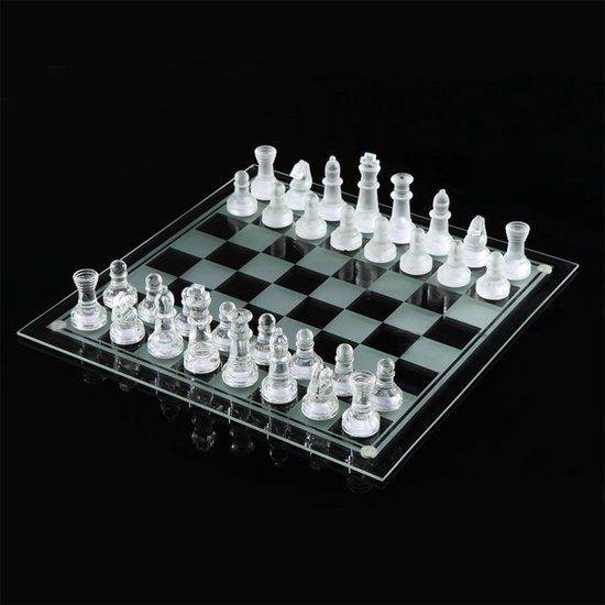 Afbeelding van het spel Schaakbord 35x35cm - Schaakbord Glas - Luxe Schaakbord - Schaakspel - XL formaat
