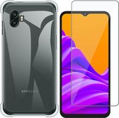 Hoesje geschikt voor Samsung Galaxy Xcover 2 Pro - Anti Shock Proof Siliconen Back Cover Case Hoes Transparant - Tempered Glass Screenprotector