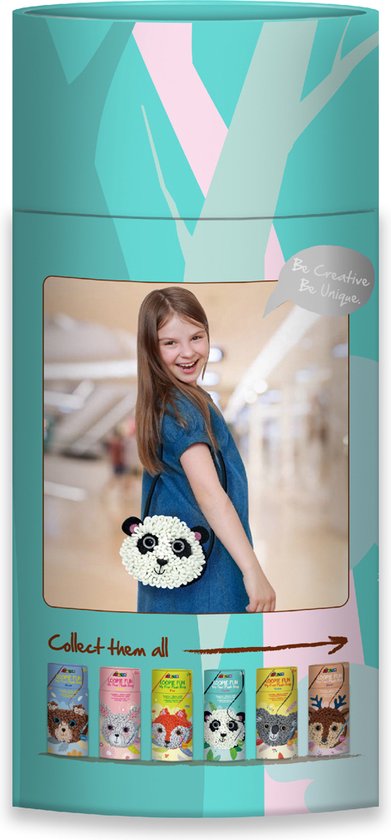 Avenir Loopie Fun Bag: PANDA 15x14.5cm, avec bandoulière 130cm, en tube diam.11x24cm, 6+