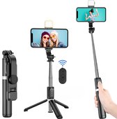 Selfie Stick 3-in-1 - Tik Tok - Selfiestick Universeel - Fill Light - Tripod - Monopod - Met afstandsbediening - Geschikt voor Samsung & iPhone