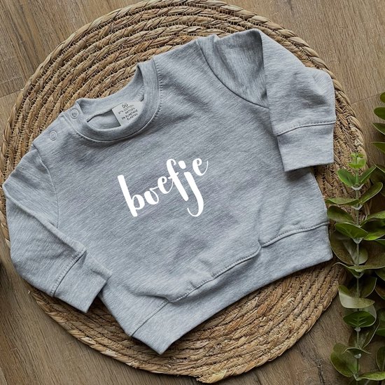 Grijze sweater baby met tekst 'Boefje' - Maat 62 - Kraamcadeau - Babyshower  - Babykleding | bol.com