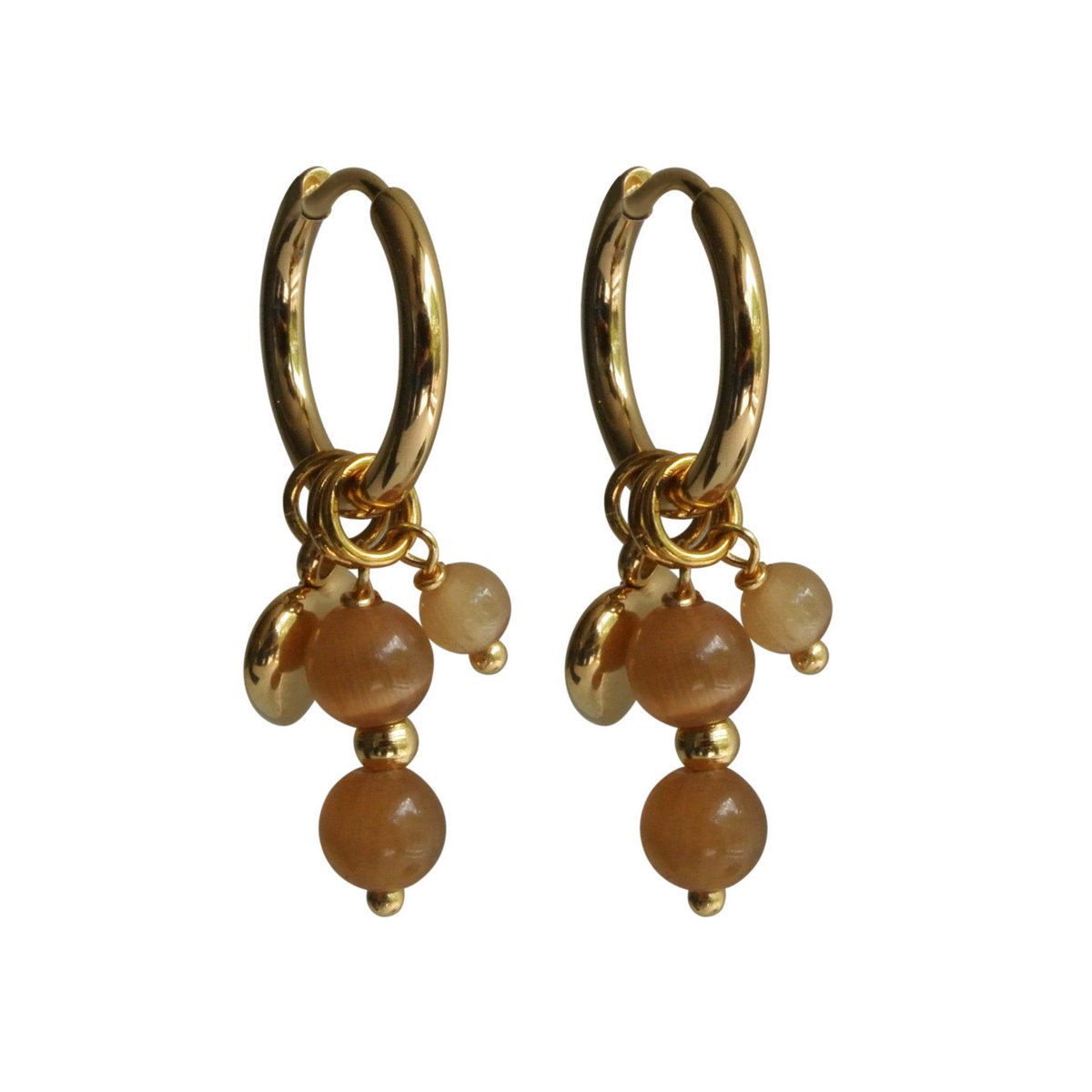 FlowJewels - oorbellen - Oorringen - bedels - goudkleurig - handgemaakt - natuursteen