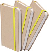 Set van 3x stuks luxe schriften/notitieboekje geel met elastiek A5 formaat - blanco paginas - opschrijfboekjes - 100 paginas