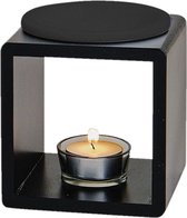 Vierkante geurbrander/oliebrander keramisch zwart 11 x 11 x 13 cm - Waxbrander - Aromabrander - Geurbranders - Geuroliebranders