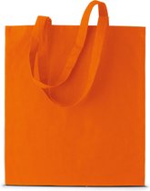 10x stuks basic katoenen schoudertasje in het oranje 38 x 42 cm met lange hengsels - Boodschappentassen - Goodie bags