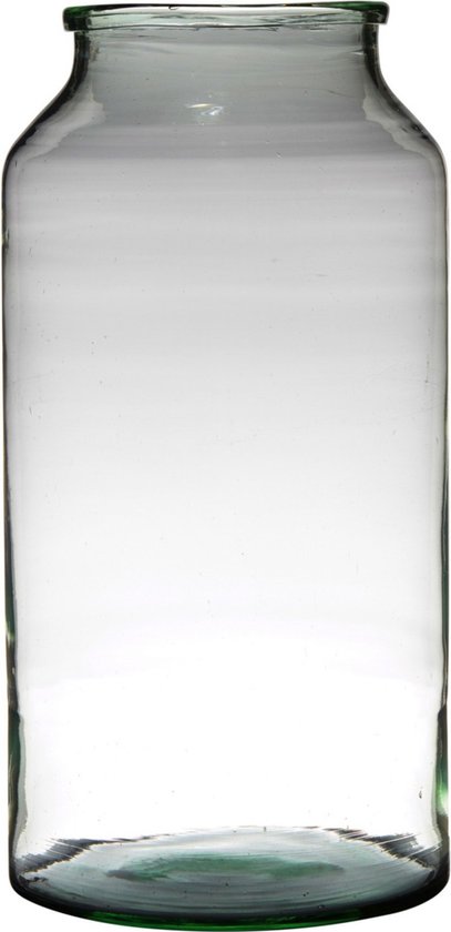 Hakbijl glas Bloemenvaas melkbus vaas - gerecycled glas - transparant - D22 x H42 cm