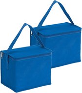 2x stuks kleine koeltassen voor lunch blauw 20 x 13 x 17 cm 4.5 liter - Koeltassen