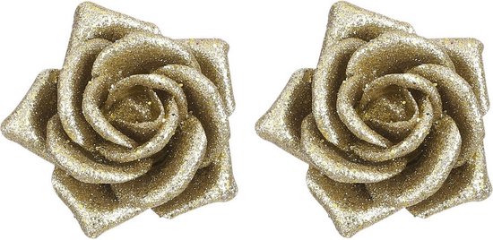 6x Gouden decoratie rozen op clip 8 cm - Decoratie bloemen - Bloemen op  clips -... | bol.com
