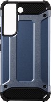 Shop4 - Geschikt voor Samsung Galaxy S22 Hoesje - Extreme Back Case Drop Shock Proof Donker Blauw