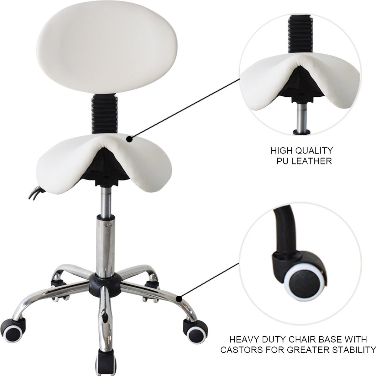 Zadelkruk ergonomisch - kapperskruk - tabouret - hoogte - afbeelding 3