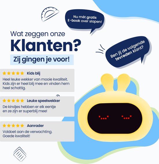 Kadoing Konijn Kinderwekker - Slaaptrainer Kinderen - Digitale Wekker en Wake Up Light