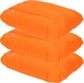 4x Opblaasbare kussentjes oranje 28 x 19 cm - Reiskussens - Opblaasbare kussens voor onderweg/strand/zwembad