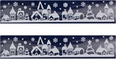 2x Kerst raamversiering raamstickers witte stad met huizen 12,5 x 58,5 cm - Raamversiering/raamdecoratie stickers