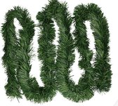 6x Groene kerst decoratie slinger 270 cm - kerstversiering dennen groen